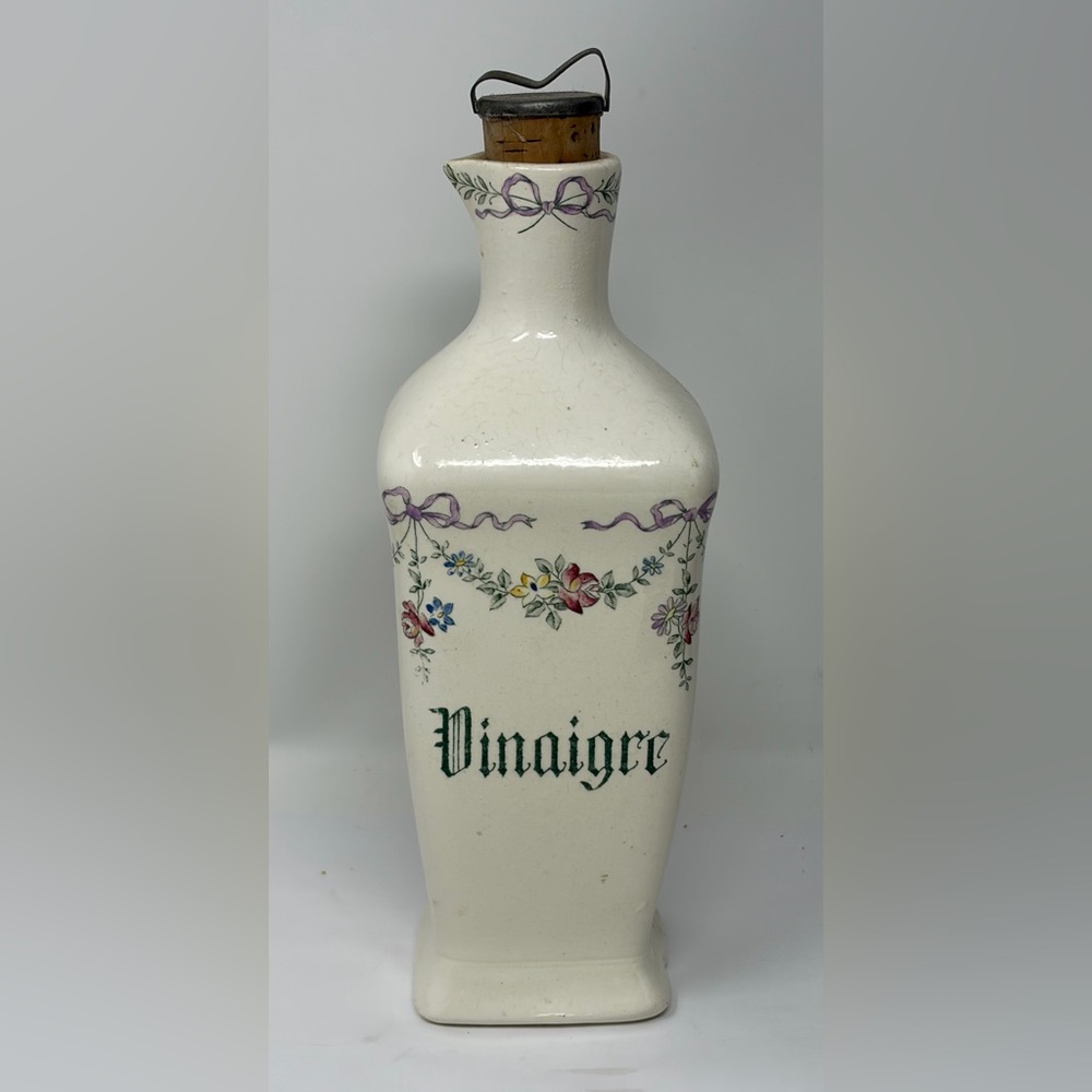 Early French Vinaigre Bottle Hand Painted Faience Floral